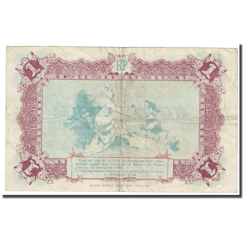 Frankrijk, Strasbourg, 1 Franc, 1918, Bon de Municipalité, TB, Pirot:133-4