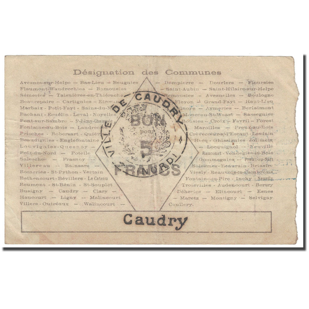 Francja, Avesnes, 5 Francs, Société des bons d'émission / Bon pour