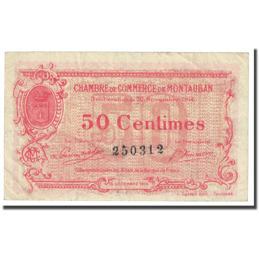 Francia, Montauban, 50 Centimes, 1914, Chambre de Commerce, BC, Pirot:83-1