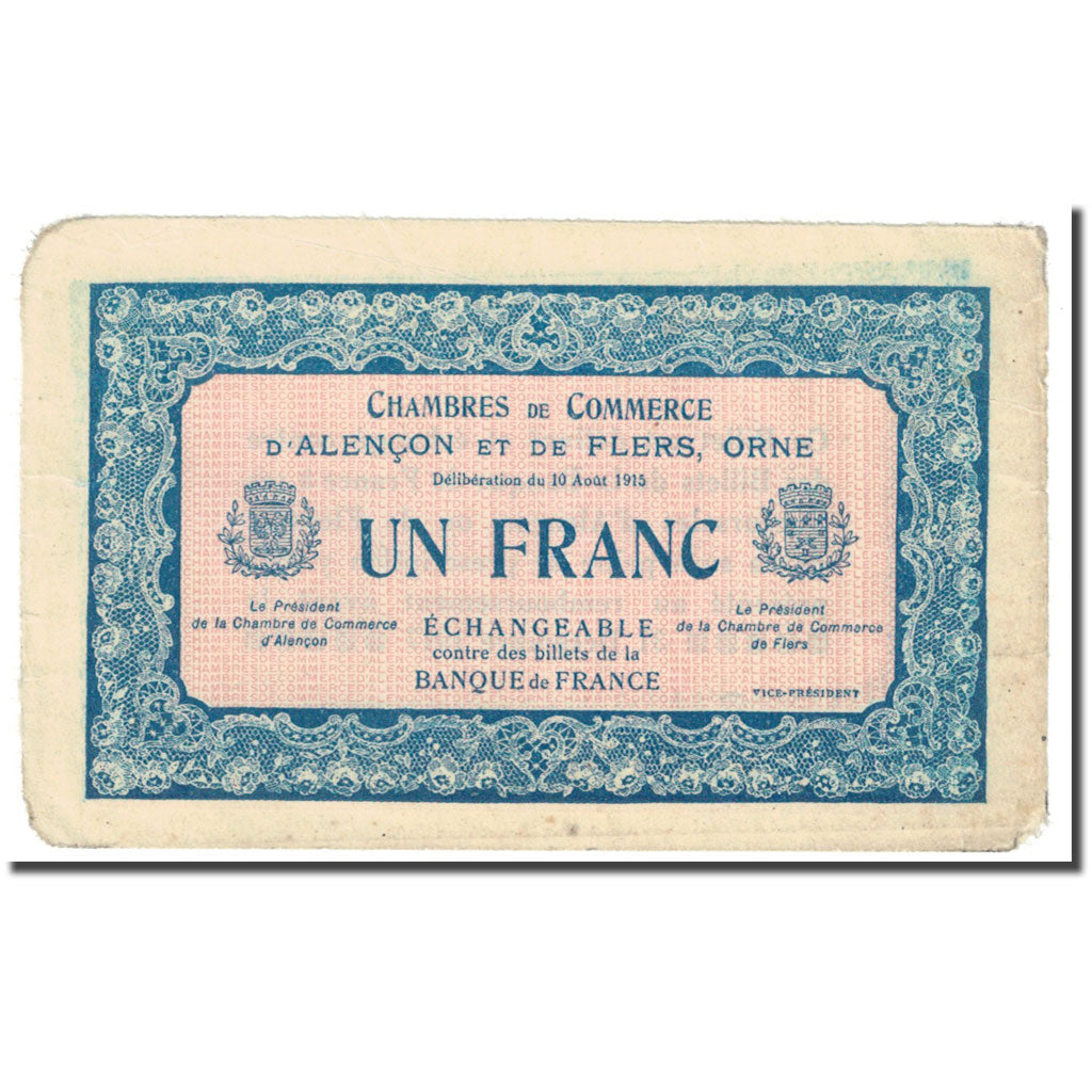 Francia, Alençon et Flers, 1 Franc, 1915, Epreuve, BC
