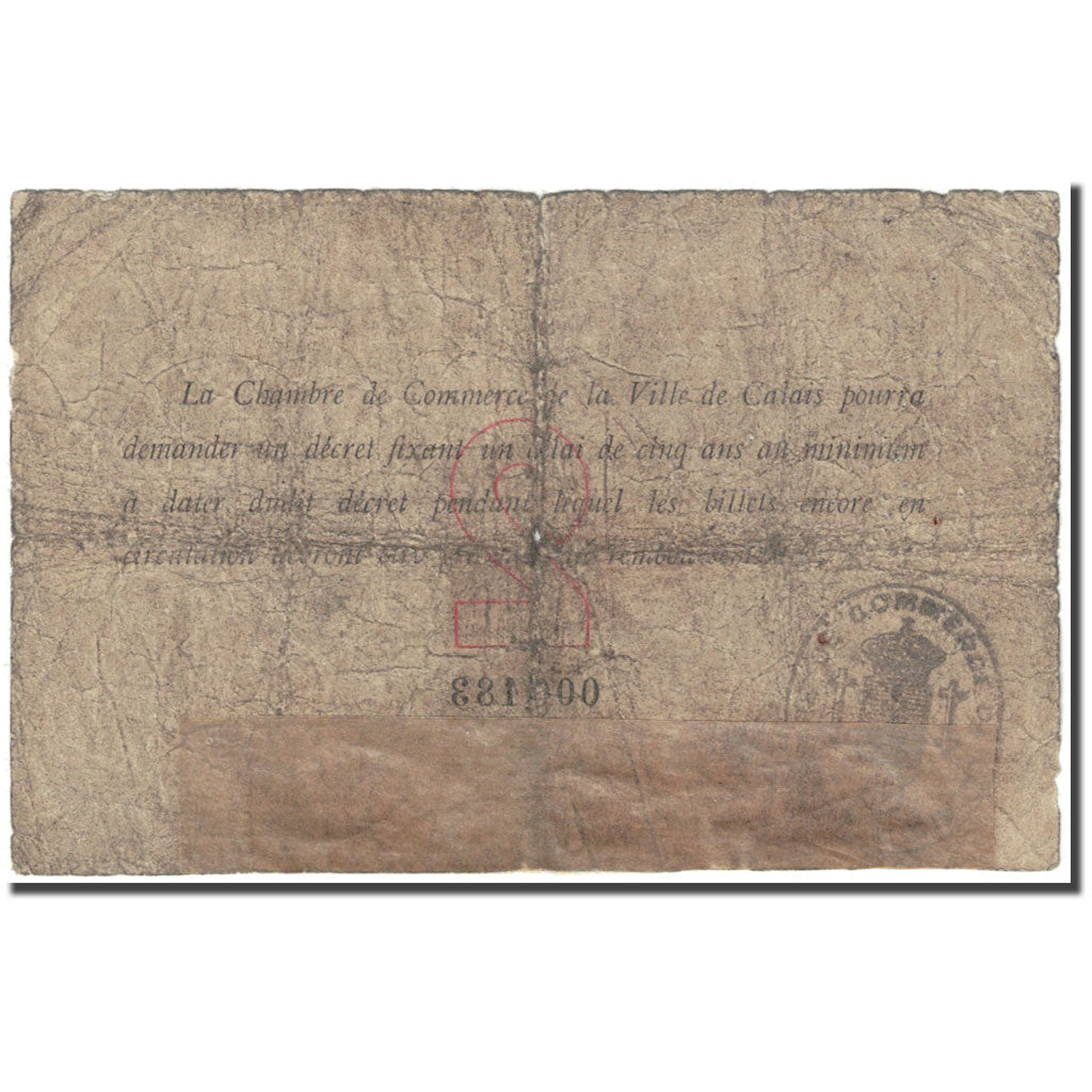 France, Calais, 2 Francs, 1914, Chambre de Commerce, AB, Pirot:36-5