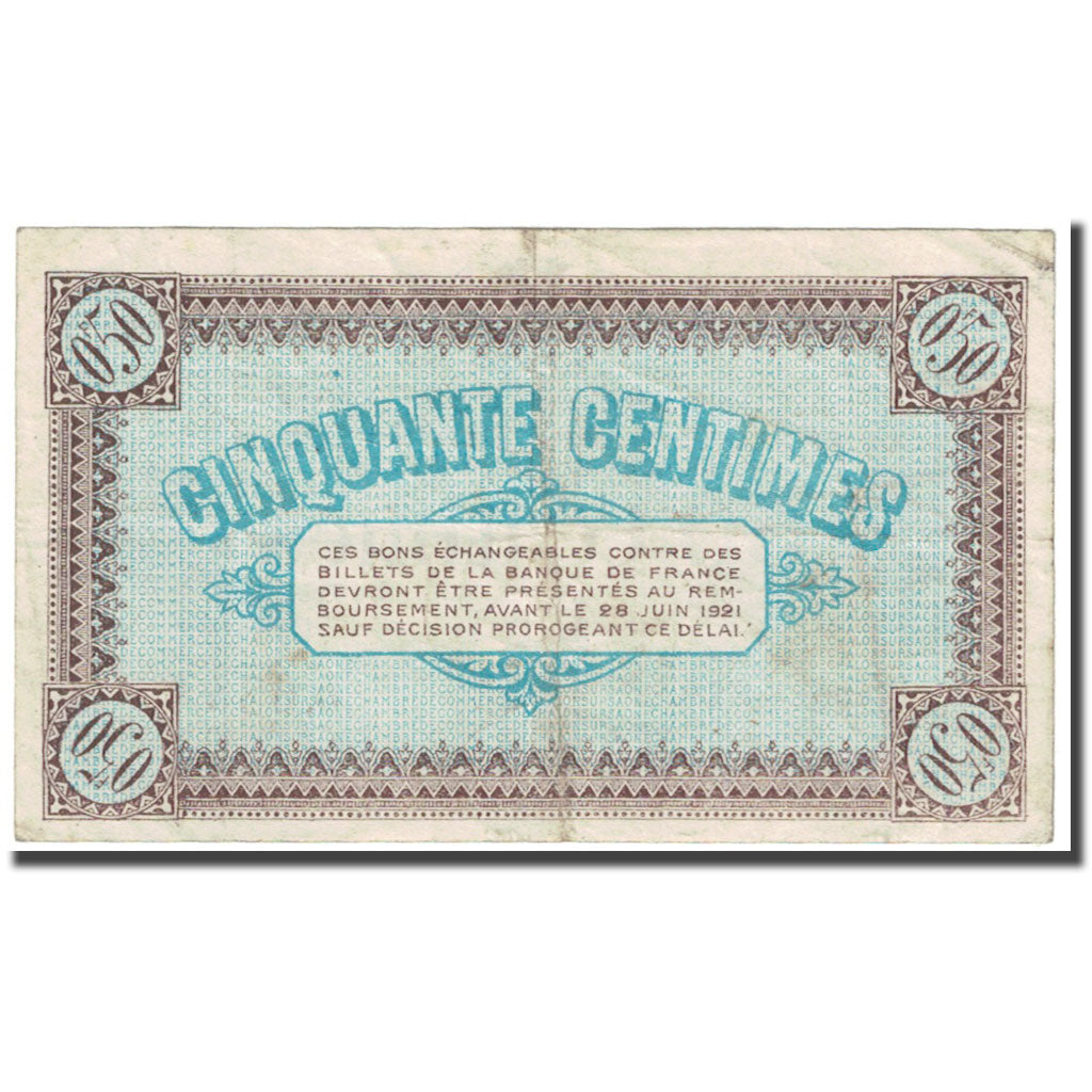 França, Chalon-s-/-Saône, Autun & Louhans, 50 Centimes, 1916, Chambre de