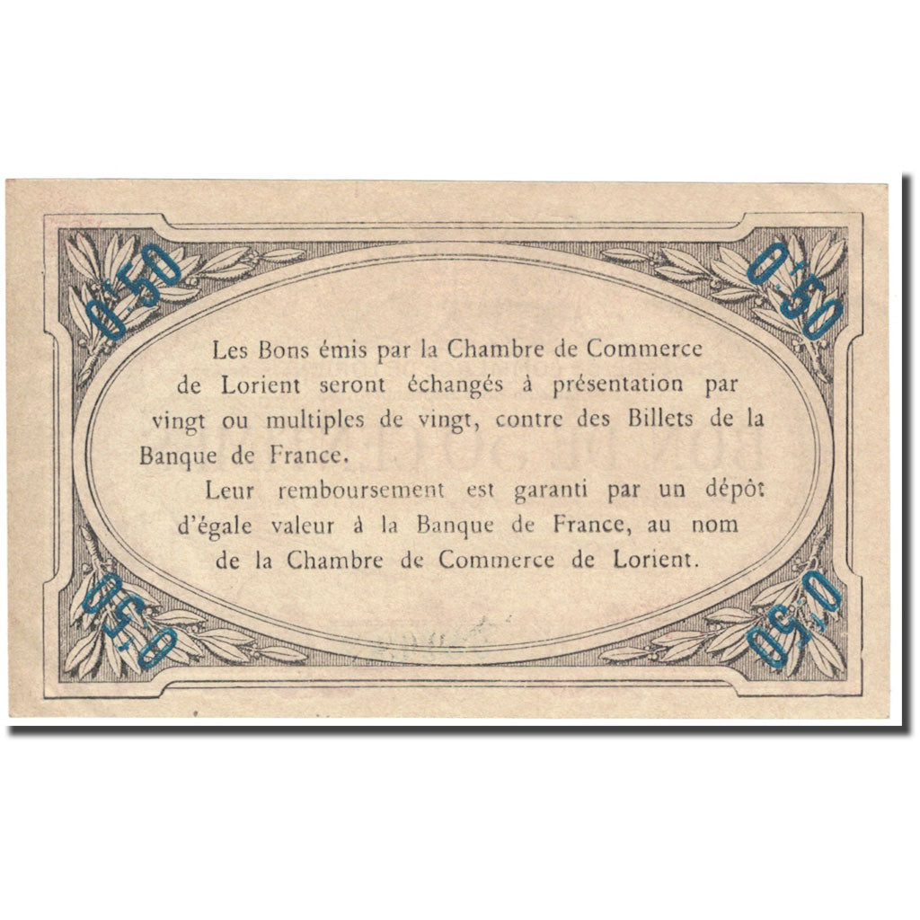 France, Lorient, 50 Centimes, 1915, Chambre de commerce / Bon de, UNC(65-70)