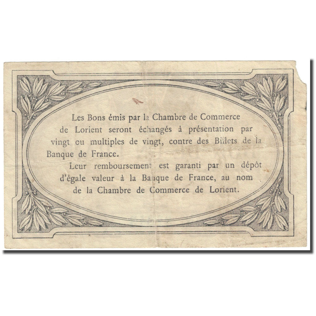Frankrijk, Lorient, 1 Franc, 1915, Chambre de commerce / Bon de, AB, Pirot:75-2