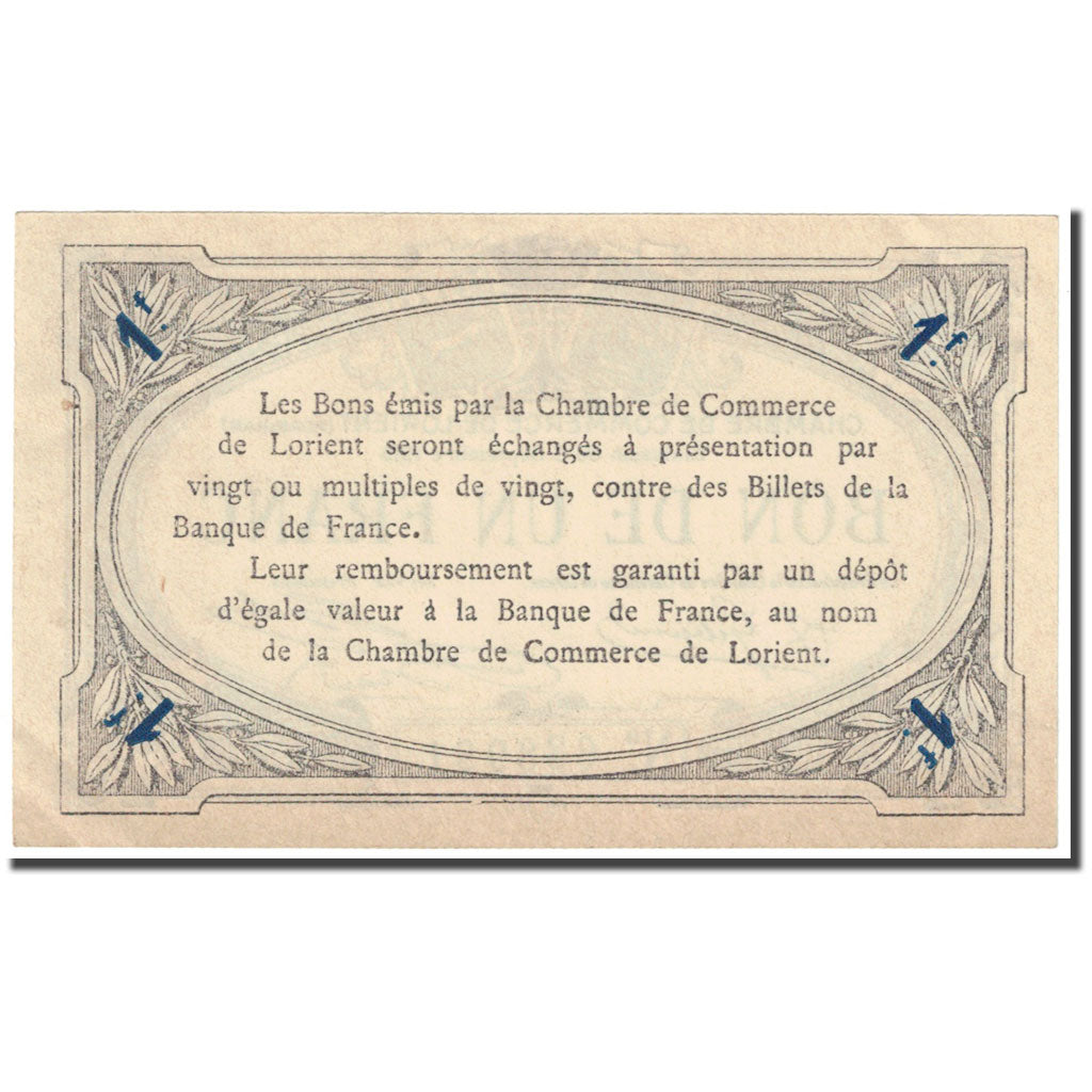 France, Lorient, 1 Franc, 1915, Chambre de commerce / Bon de, UNC(63)