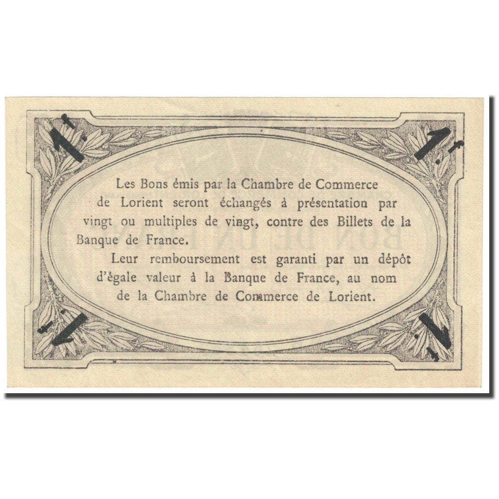 France, Lorient, 1 Franc, 1915, Chambre de commerce / Bon de, UNC(65-70)