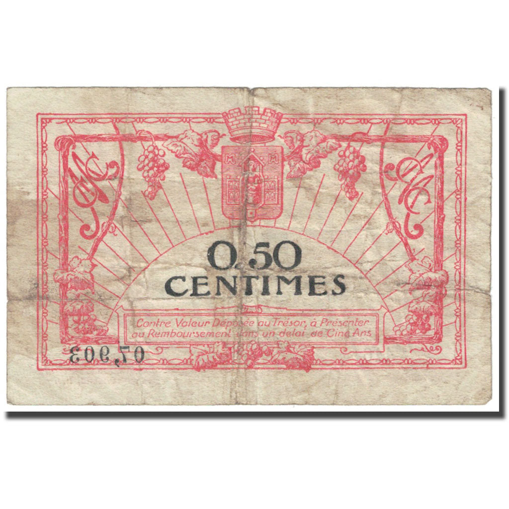 France, Montpellier, 50 Centimes, 1917, Chambre de Commerce, VG(8-10)