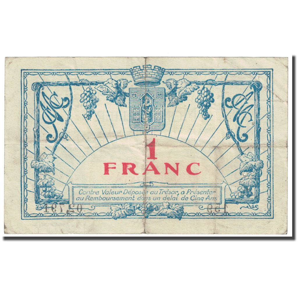 France, Montpellier, 1 Franc, 1917, Chambre de Commerce, VF(20-25), Pirot:85-18