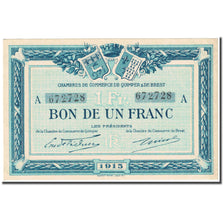 France, Quimper & Brest., 1 Franc, 1915, Chambre de commerce / Bon de