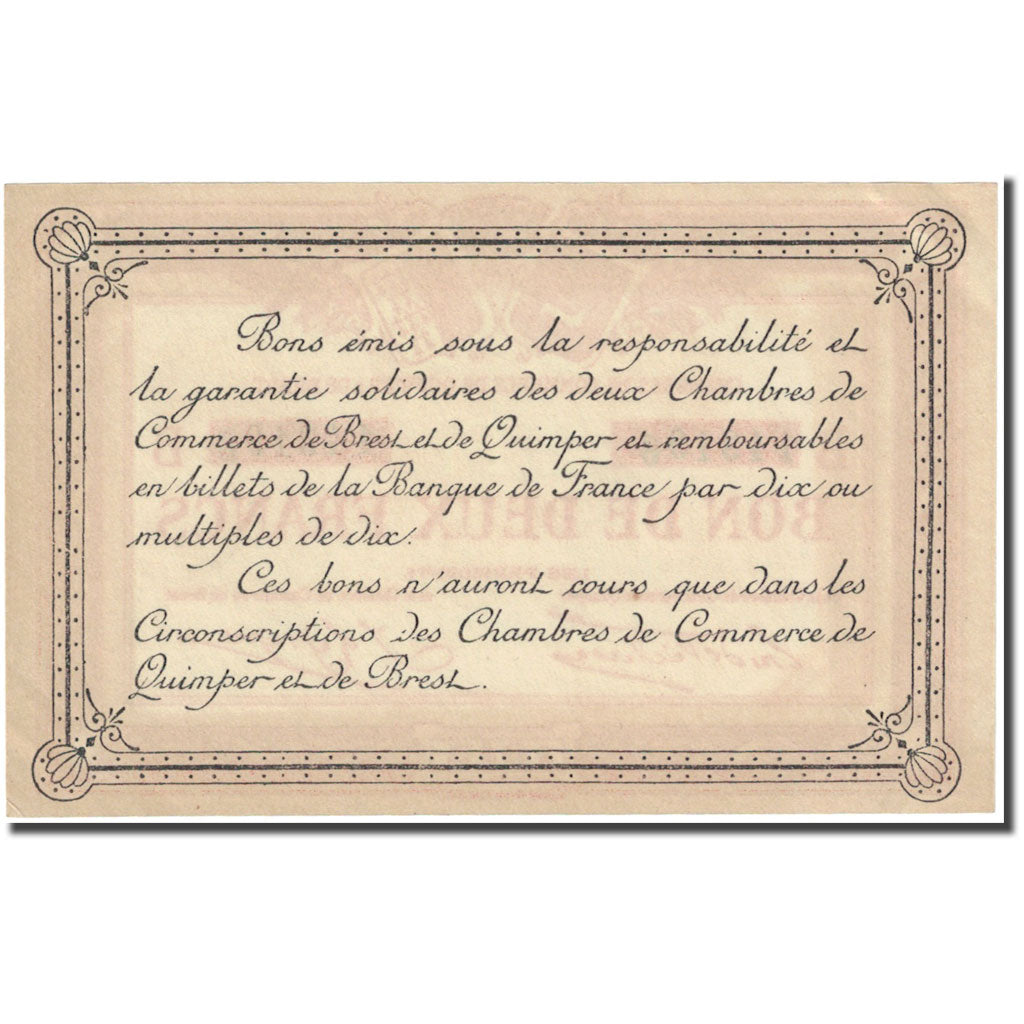 France, Quimper & Brest., 2 Francs, 1915, Chambre de commerce / Bon de, UNC(63)