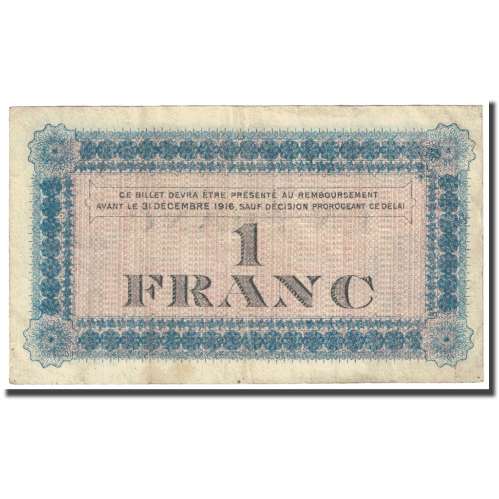 France, Roanne, 1 Franc, 1915, Chambre de Commerce, VF(20-25), Pirot:106-9
