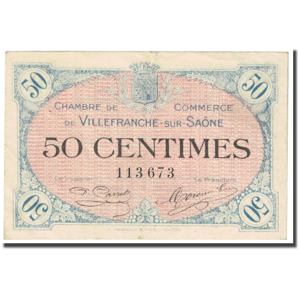 France, Villefranche-sur-Saône, 50 Centimes, 1915, Chambre de Commerce