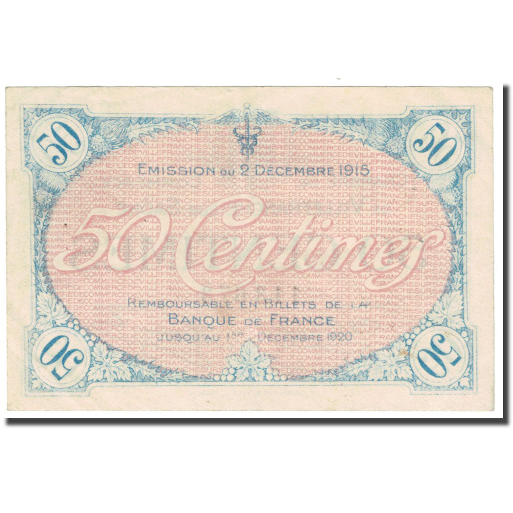 France, Villefranche-sur-Saône, 50 Centimes, 1915, Chambre de Commerce