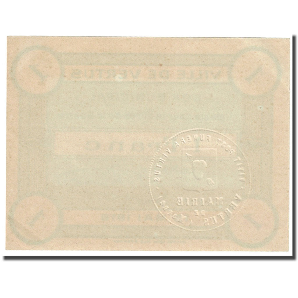 Frankrijk, Vertus, 1 Franc, 1916, Bon Municipal., SUP, Pirot:51-55