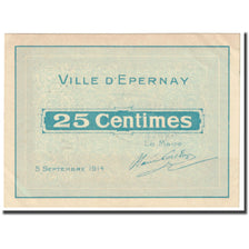 França, Epernay., 25 Centimes, 1914, Bon Municipal., AU(55-58), Pirot:51-14