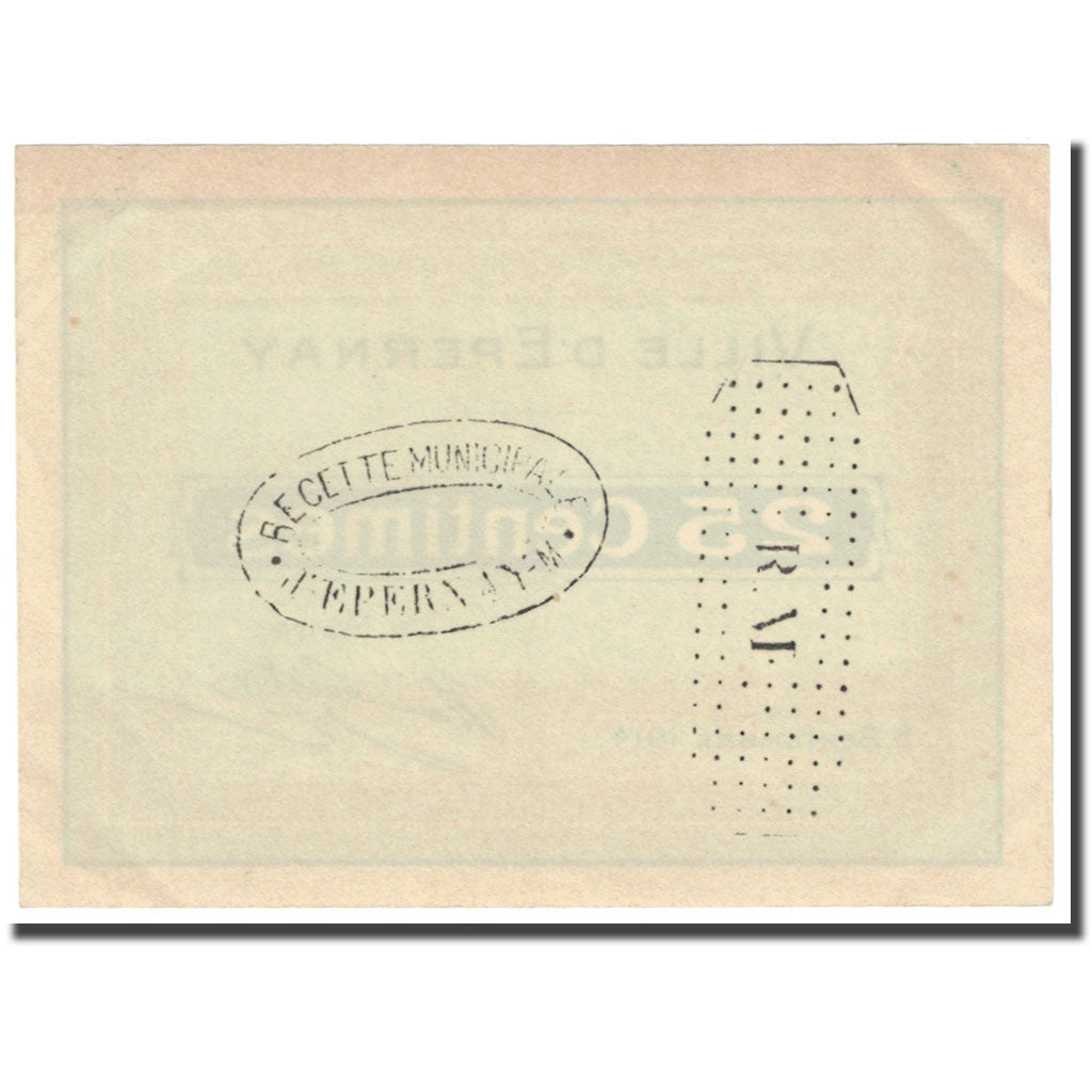 França, Epernay., 25 Centimes, 1914, Bon Municipal., AU(55-58), Pirot:51-14