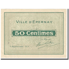 França, Epernay., 50 Centimes, 1914, Bon Municipal., AU(55-58), Pirot:51-15