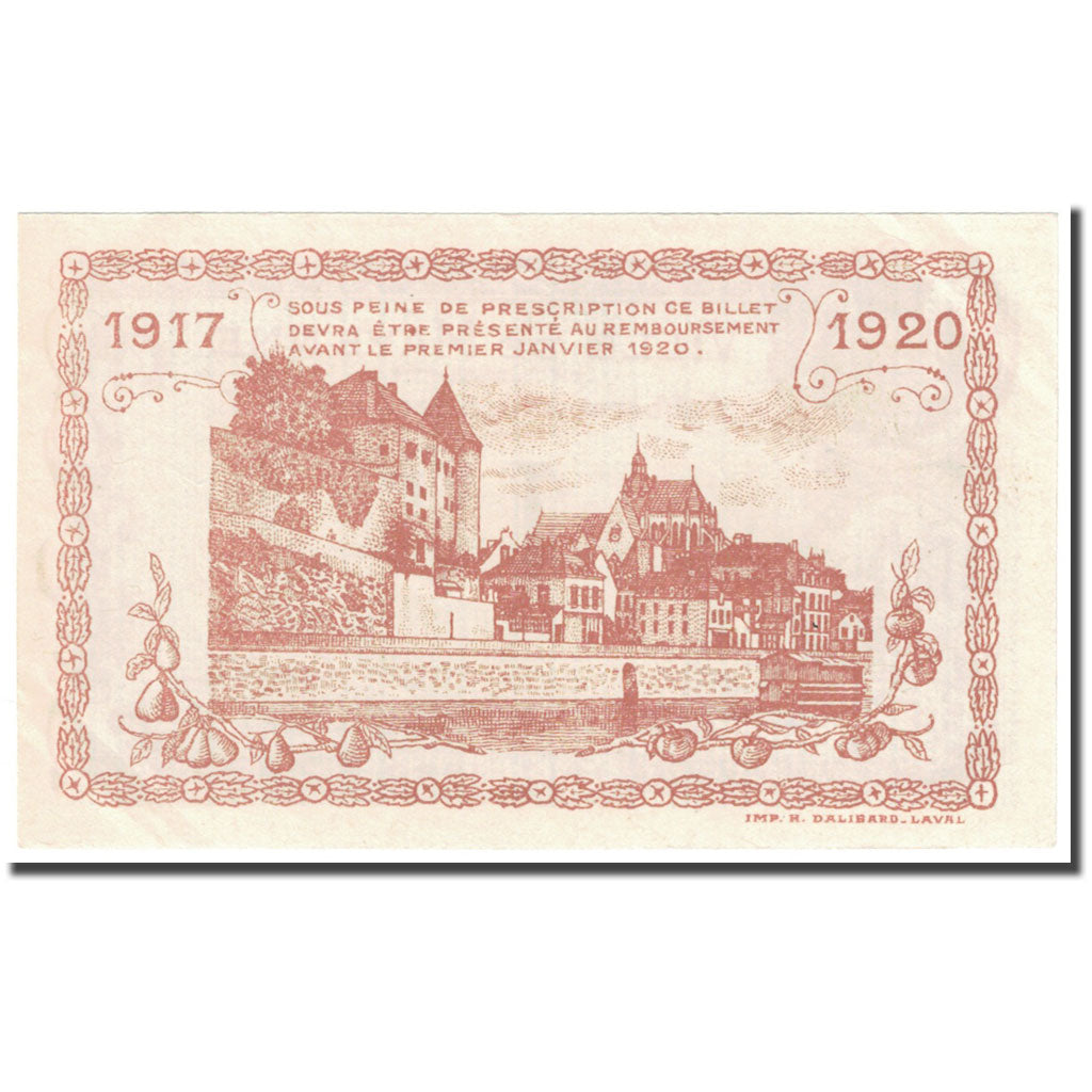 France, Mayenne, 1 Franc, 1917, Bon Municipal., UNC(65-70), Pirot:53-15