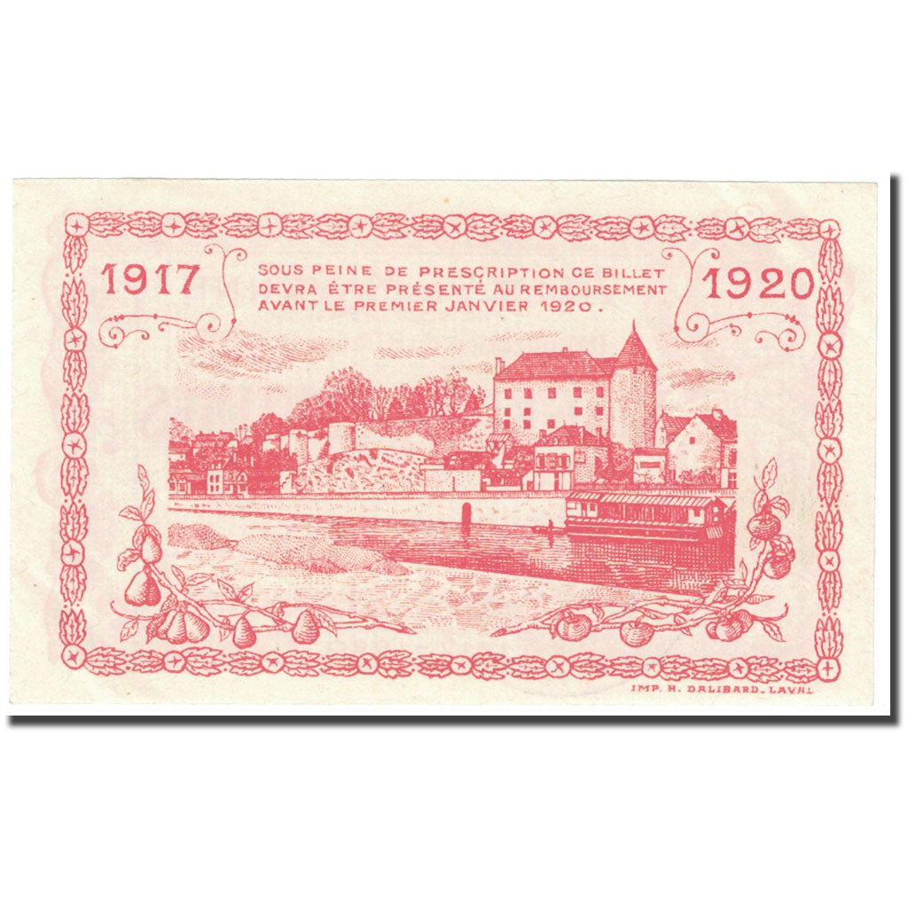 Francia, Mayenne, 25 Centimes, 1917, Bon Municipal., SC, Pirot:53-17