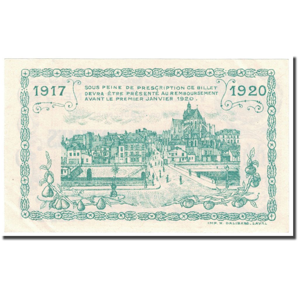 France, Mayenne, 50 Centimes, 1917, Bon Municipal., UNC(65-70), Pirot:53-23