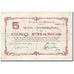 France, Calais, 5 Francs, 1914, Bon Communal, EF(40-45), Pirot:62-231