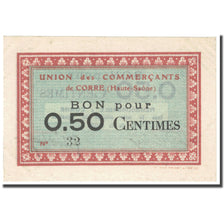 France, Corre, 50 Centimes, Union des Commerçants / Bon pour, AU(55-58)