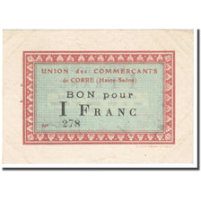 France, Corre, 1 Franc, Union des Commerçants / Bon pour, EF(40-45)