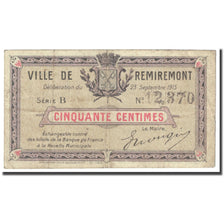 Frankrijk, Remiremont, 50 Centimes, 1915, Bon Municipal., TTB, Pirot:88-62