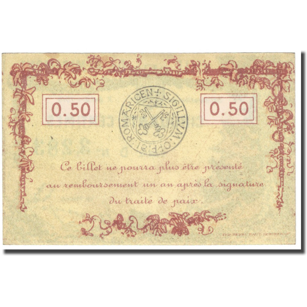 Francia, Remiremont, 50 Centimes, 1916, Bon Municipal., UNC, Pirot:88-67