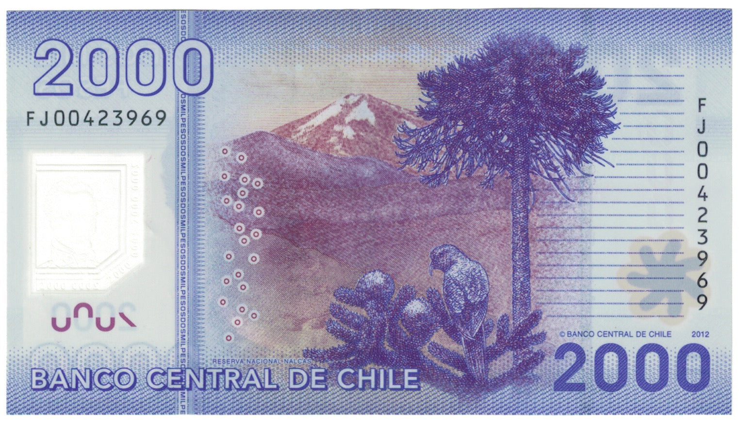 Banknote, Chile, 2000 Pesos, 2012, Undated (2012), KM:162, AU(55-58)