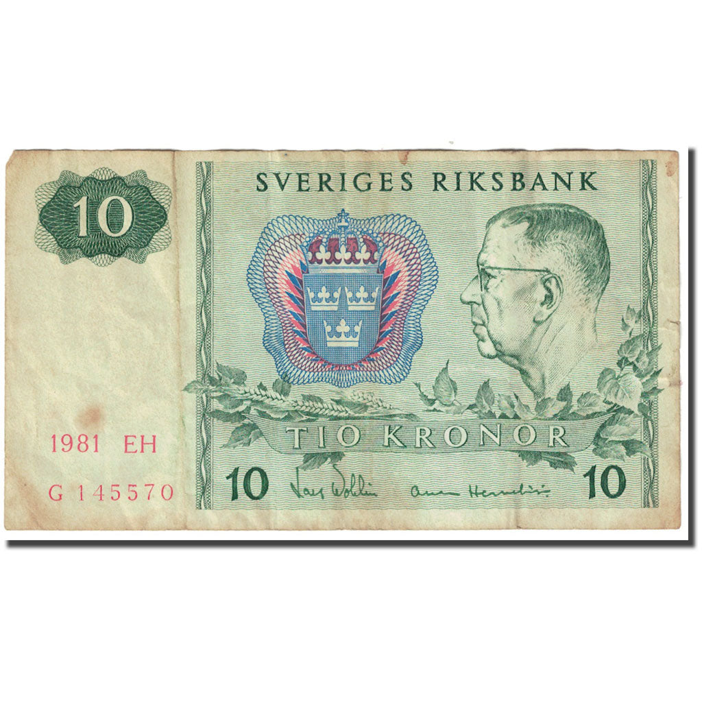 Banknote, Sweden, 10 Kronor, 1981, Undated (1981), KM:52e, VF(20-25)
