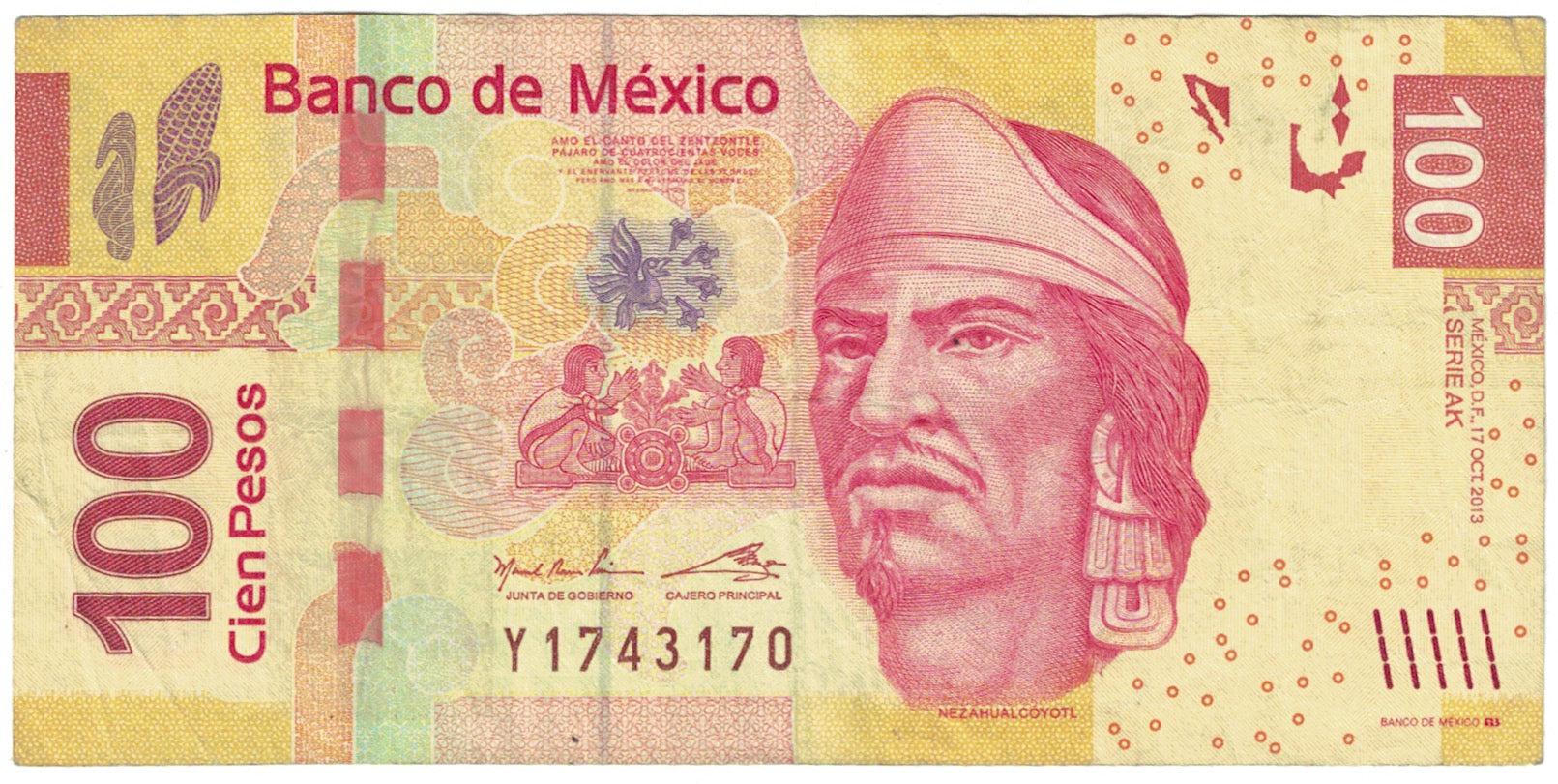 Banknote, Mexico, 100 Pesos, 2013, 2013-10-17, KM:124, EF(40-45)