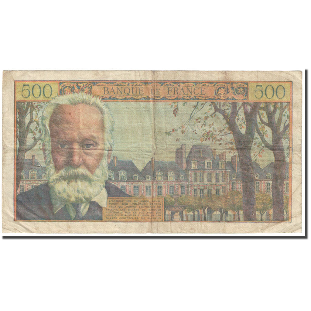França, 500 Francs, Victor Hugo, 1954, 1954-03-04, VF(20-25), Fayette:35.2