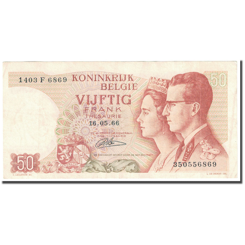Banknote, Belgium, 50 Francs, 1966, 1966-05-16, KM:139, EF(40-45)