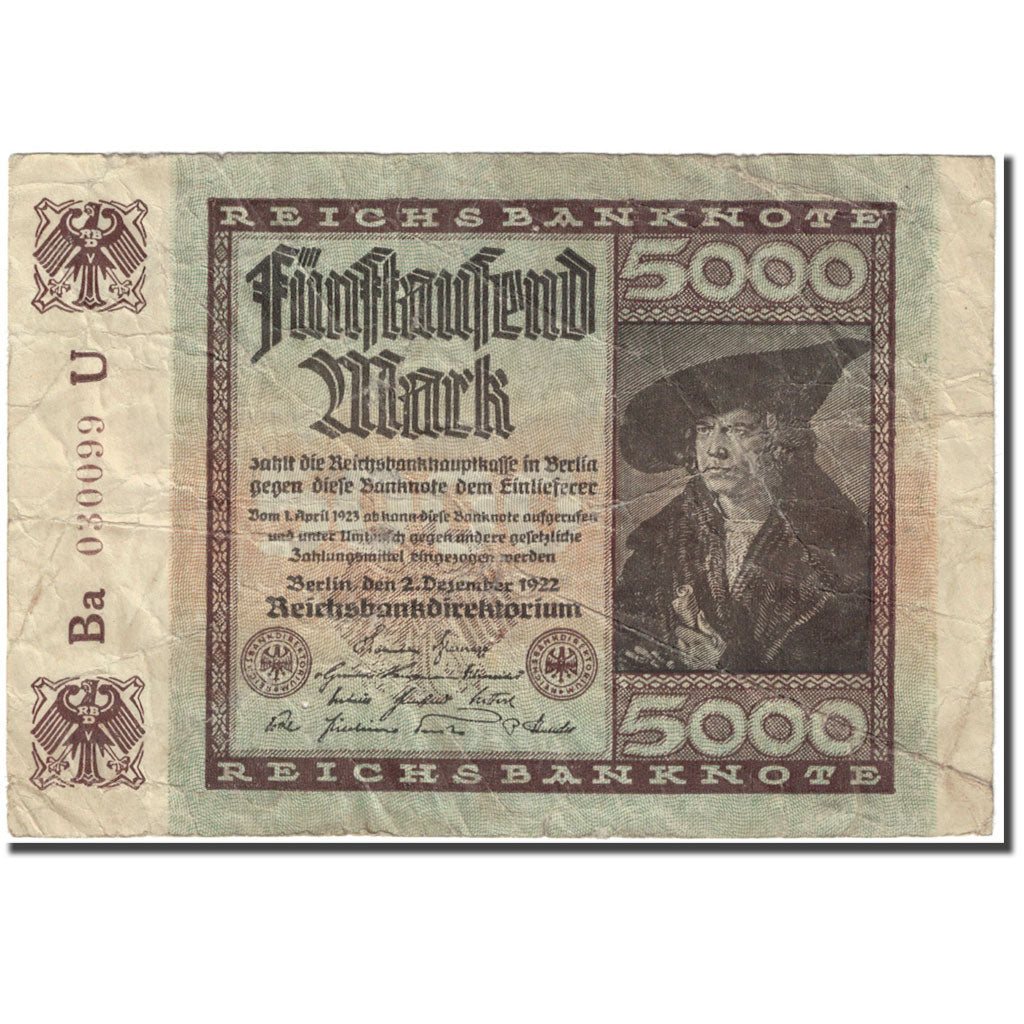 Banknote, Germany, 5000 Mark, 1922, 1922-12-02, KM:81b, VF(20-25)