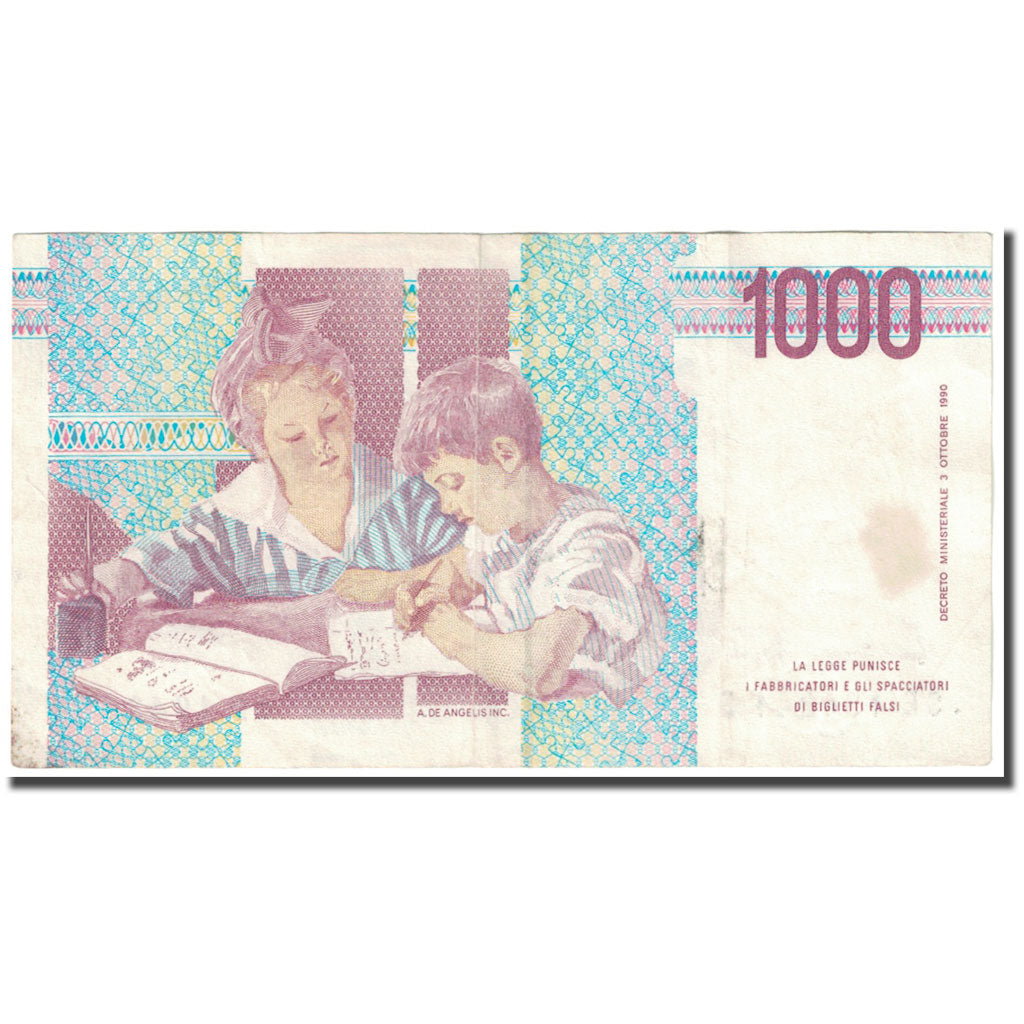 Billete, 1000 Lire, 1991, Italia, 1991-07-25, KM:114a, MBC