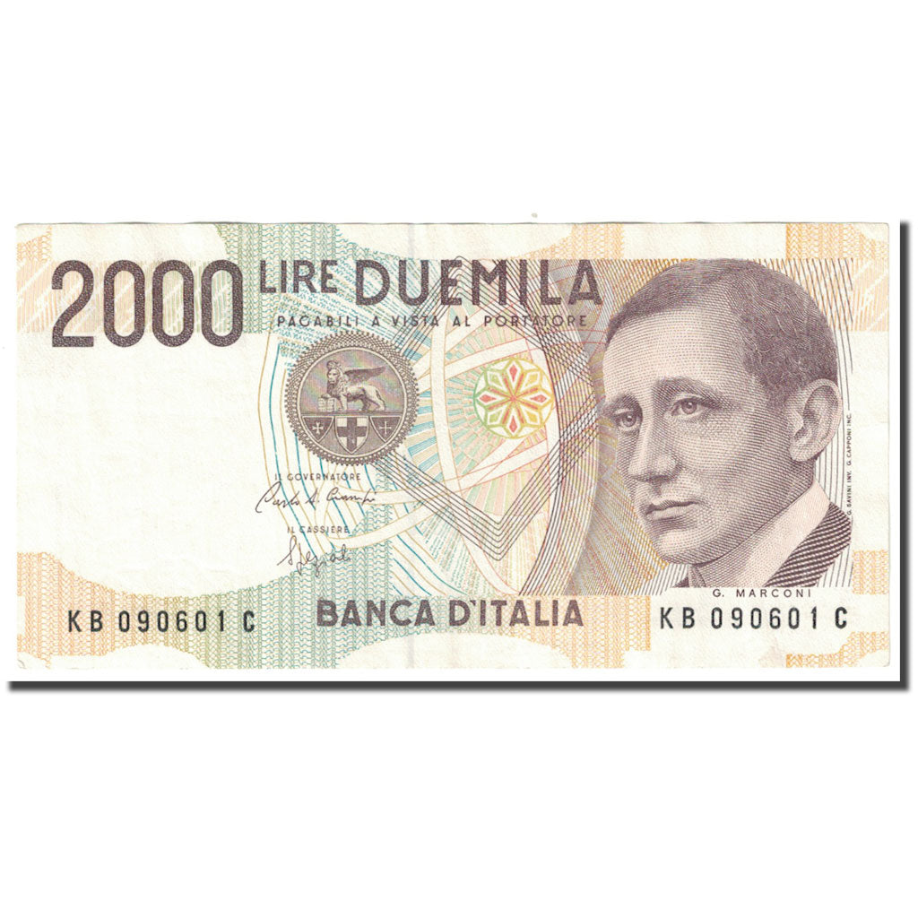 Banknote, Italy, 2000 Lire, 1992, Undated (1992), KM:115, AU(55-58)