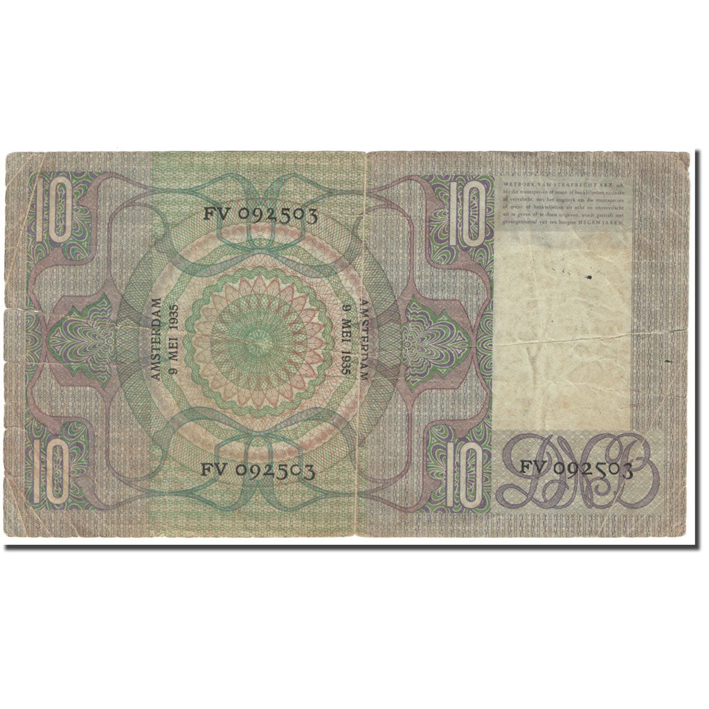 Banknote, Netherlands, 10 Gulden, 1935, 1935-05-09, KM:49, VG(8-10)