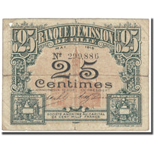 Frankrijk, Lille, 25 Centimes, 1915, Banque D'émission, AB, Pirot:59-1596