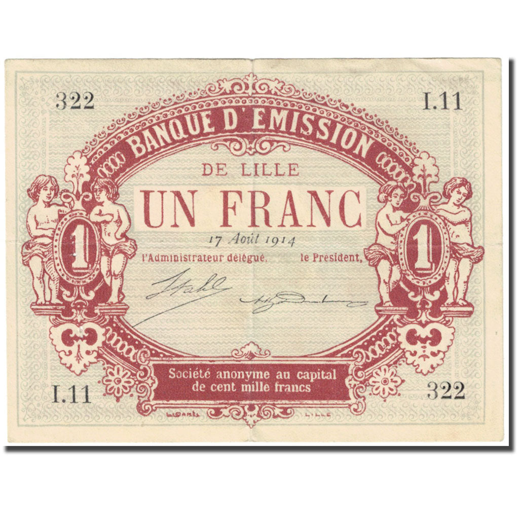 Francia, Lille, 1 Franc, 1914, Banque D'émission, RC, Pirot:59-1589