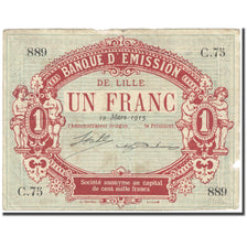 France, Lille, 1 Franc, 1915, Banque D'émission, AB, Pirot:59-1595