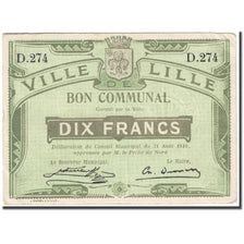 Francia, Lille, 10 Francs, 1914, Bon Communal, MBC, Pirot:59-1604