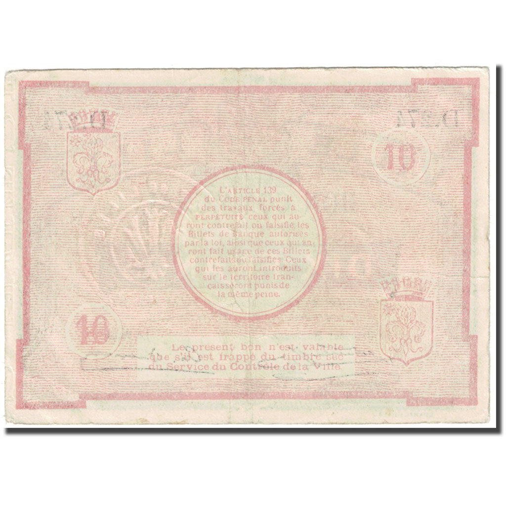 Francia, Lille, 10 Francs, 1914, Bon Communal, MBC, Pirot:59-1604