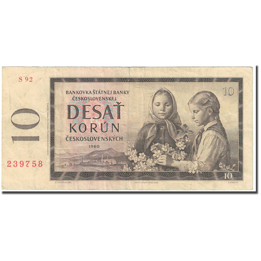 Banknote, Czechoslovakia, 10 Korun, 1960, Undated (1960), KM:88b, VF(20-25)