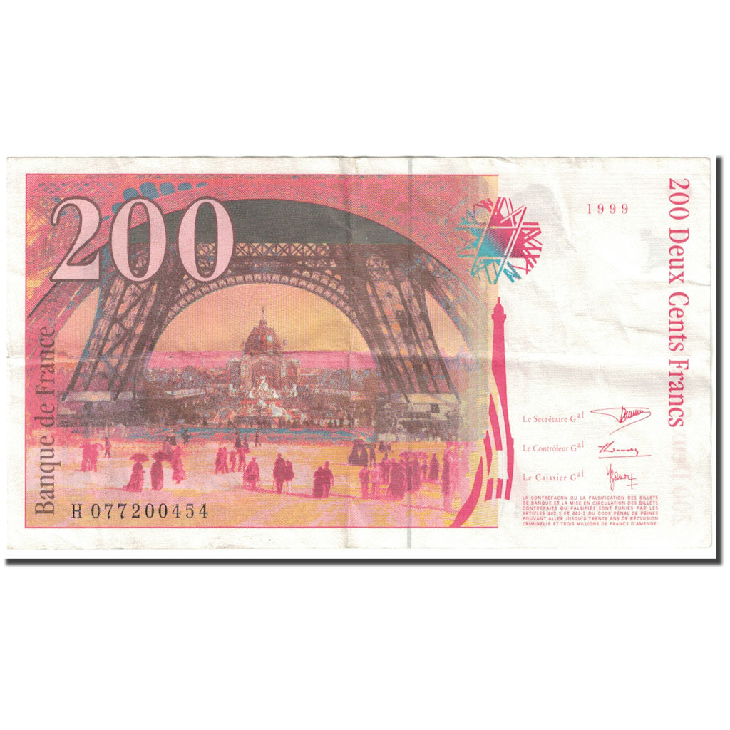 France, 200 Francs, 1999, Undated (1999), VF(20-25), KM:159c