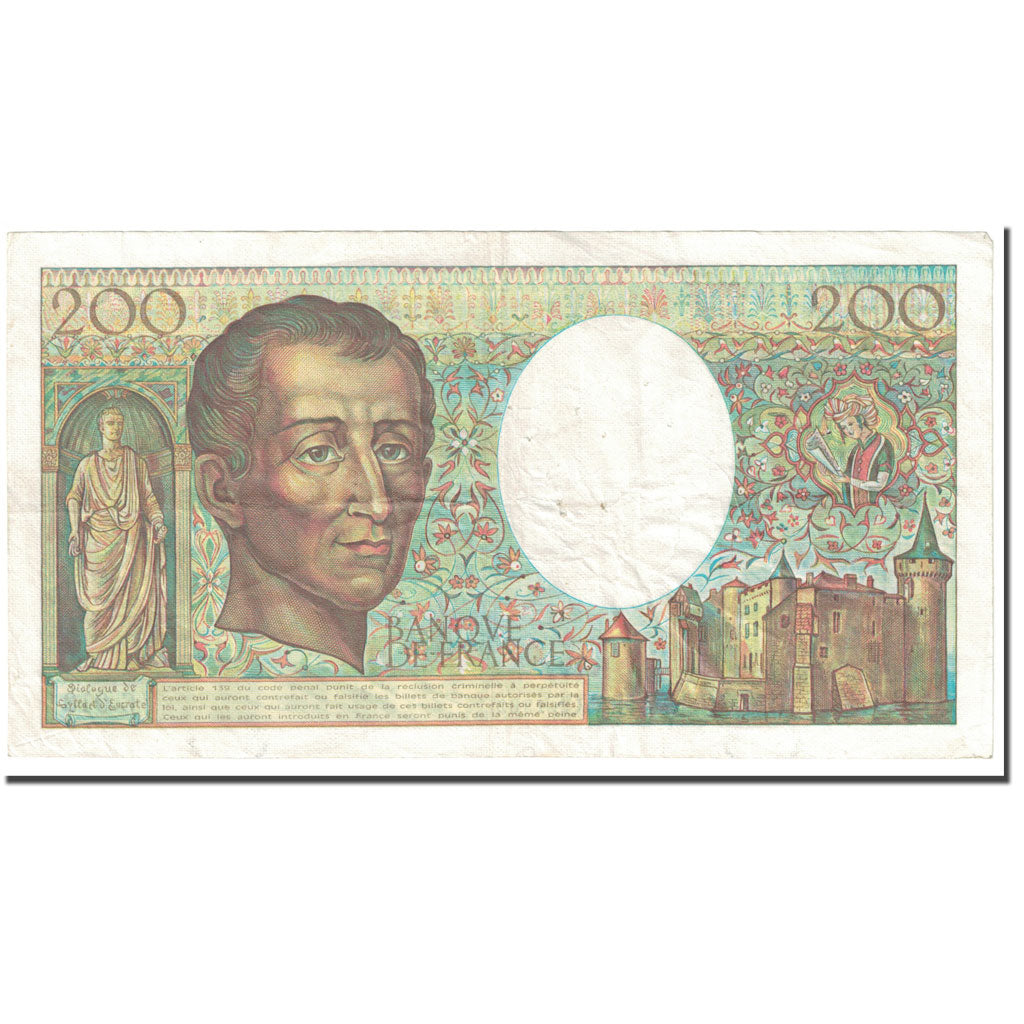 France, 200 Francs, 1982, Undated (1982), VG(8-10), KM:155a