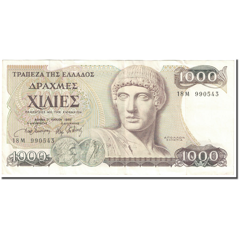 Banknote, Greece, 1000 Drachmaes, 1987, 1987-07-01, KM:202a, VG(8-10)