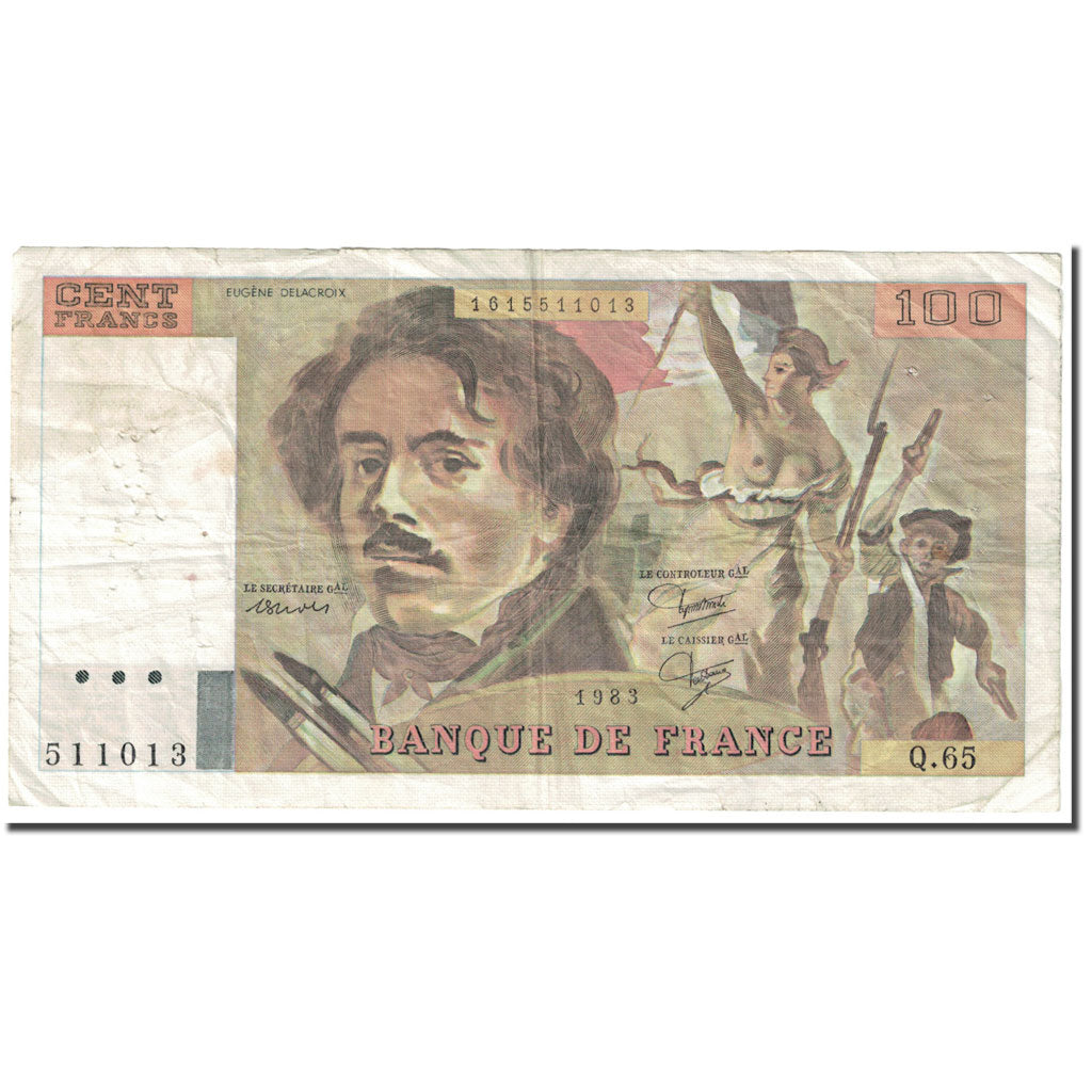 France, 100 Francs, 1983, Undated (1983), VG(8-10), KM:154b