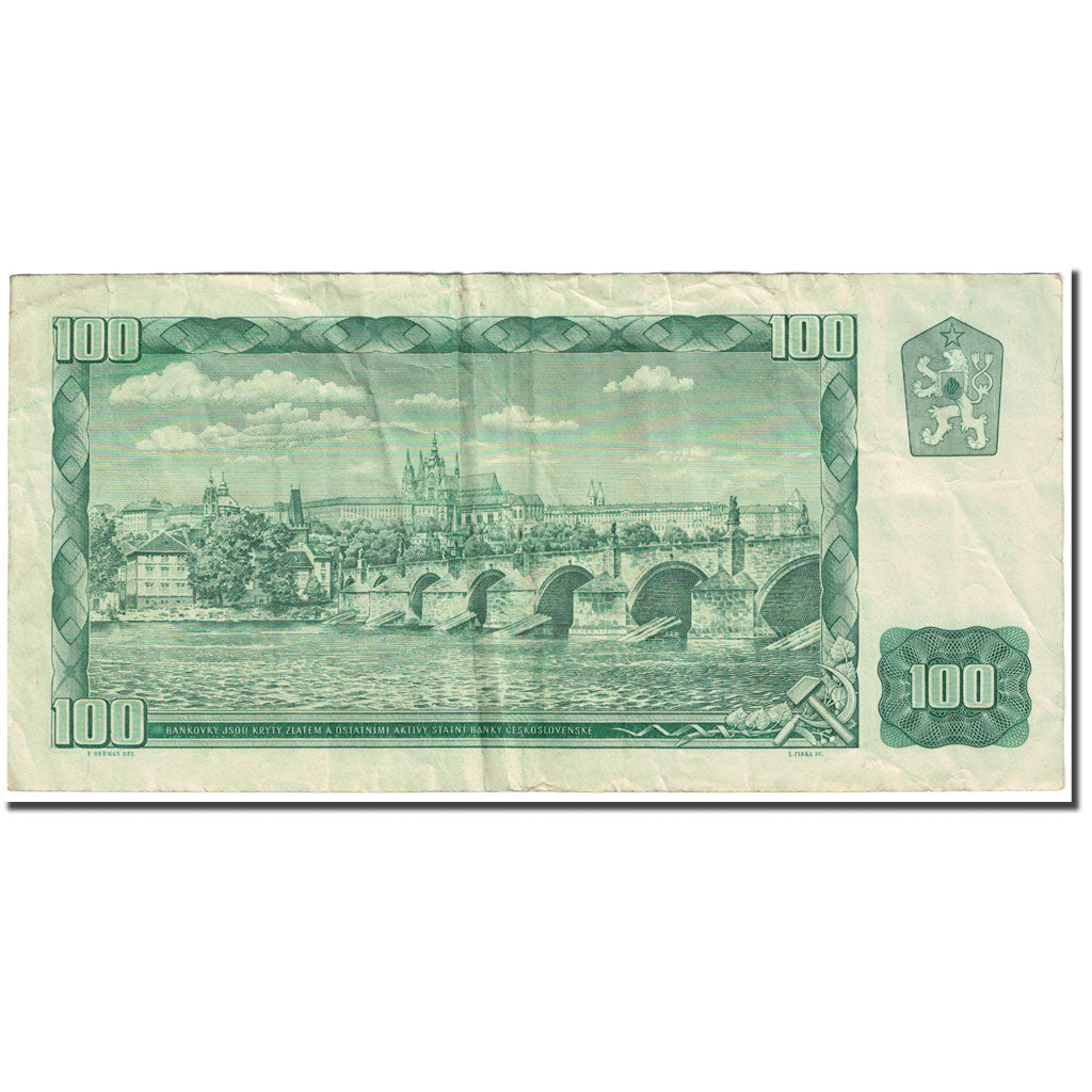 Banknote, Czech Republic, 100 Korun, 1993, Undated (1993), KM:1b, VG(8-10)