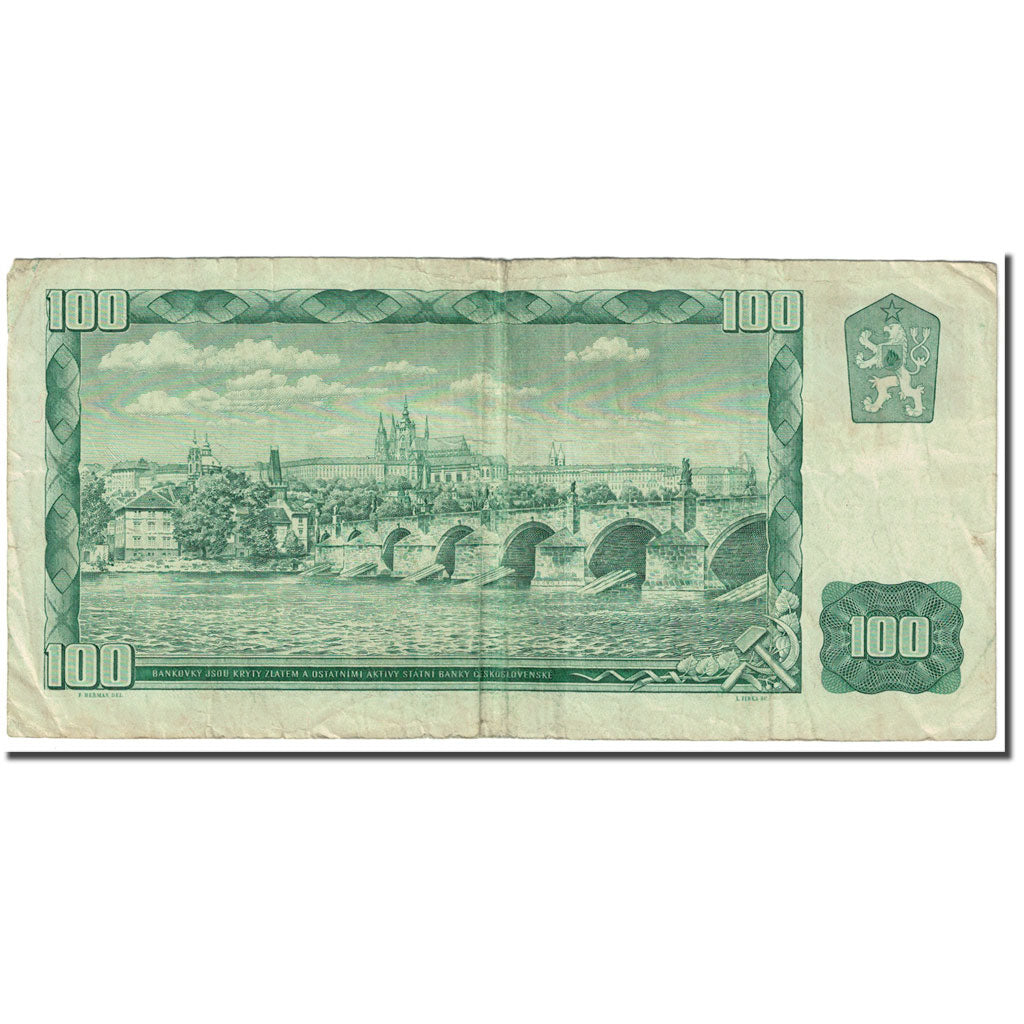 Banknote, Czech Republic, 100 Korun, 1993, Undated (1993), KM:1b, VG(8-10)